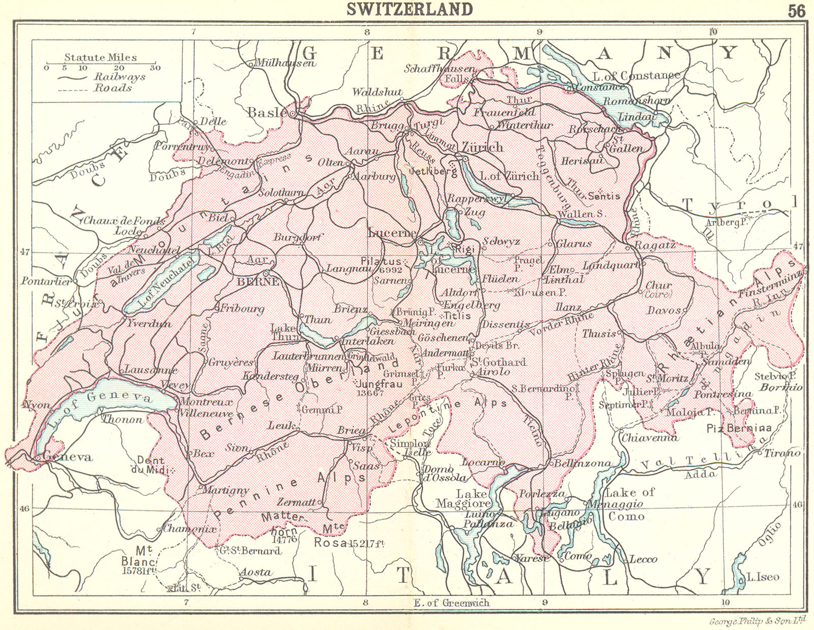 SWITZERLAND. Switzerland; Small map 1912 old antique vintage plan chart